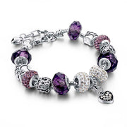 Purple Beads Bracelet- Paw Print Charms Bracelet