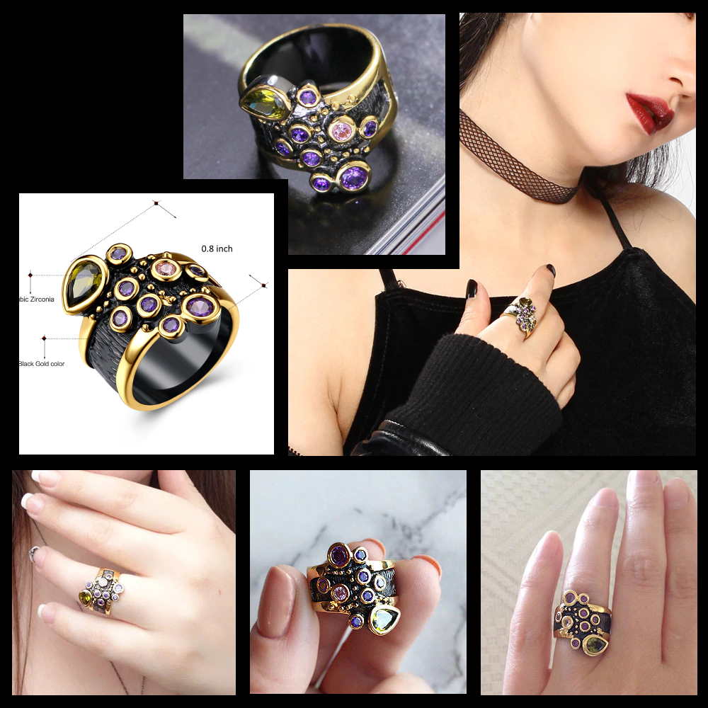 Black Gold Ring- Contemporary Style