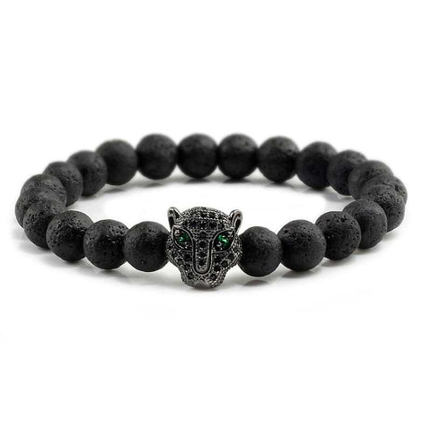 Volcanic Lava Rock Bracelet-Leopard Head Bracelet