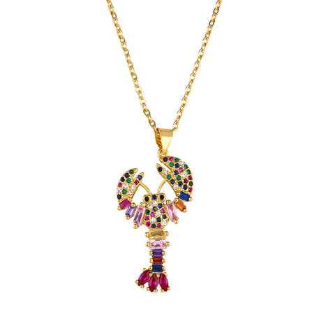 Crystal Lobster Necklace for Women- Gold