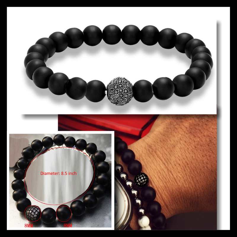 Matte Black Beads Stretch Bracelet