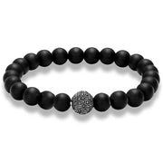 Matte Black Beads Stretch Bracelet for Men-XL
