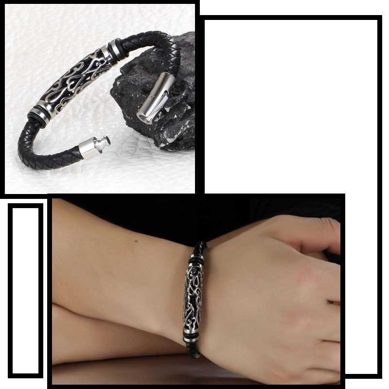 black braided leather bracelet