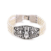 White Pearl Beads Bracelets, women pearl strands bracelets