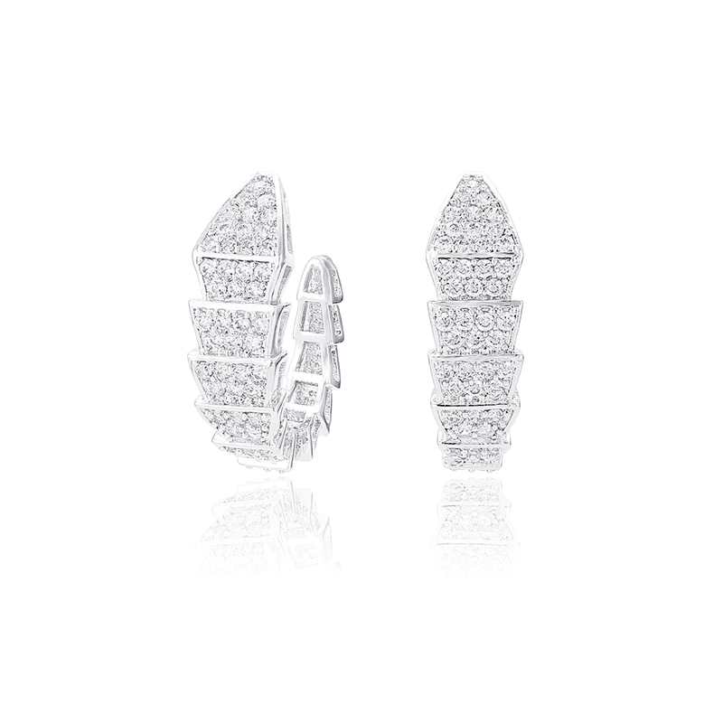 silver hoop earrings, serpenti bvlgari designer earrings
