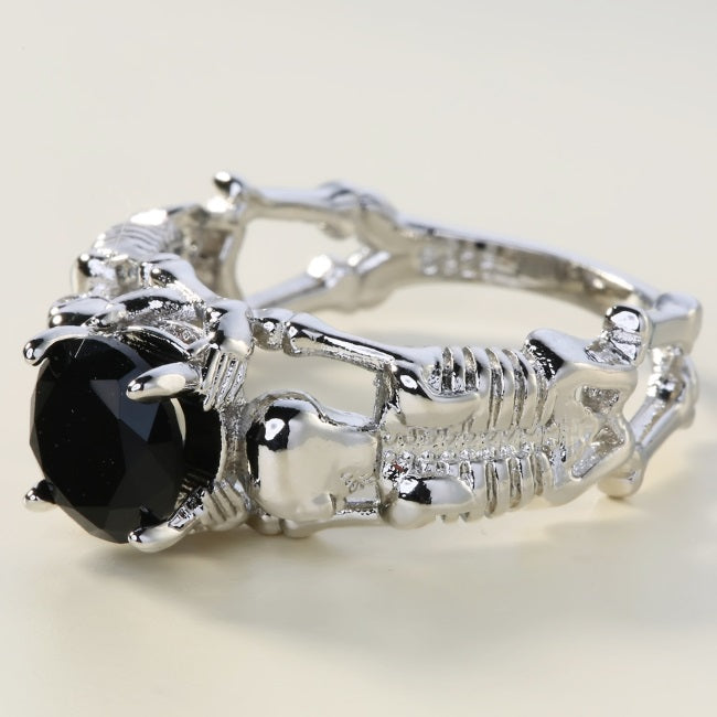 Skull Rings for Her-White or Black Lab Diamond-Platinum Top Layer