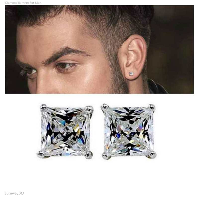 Square diamond earrings mens Clearance