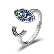 sterling silver evil eye adjustable ring