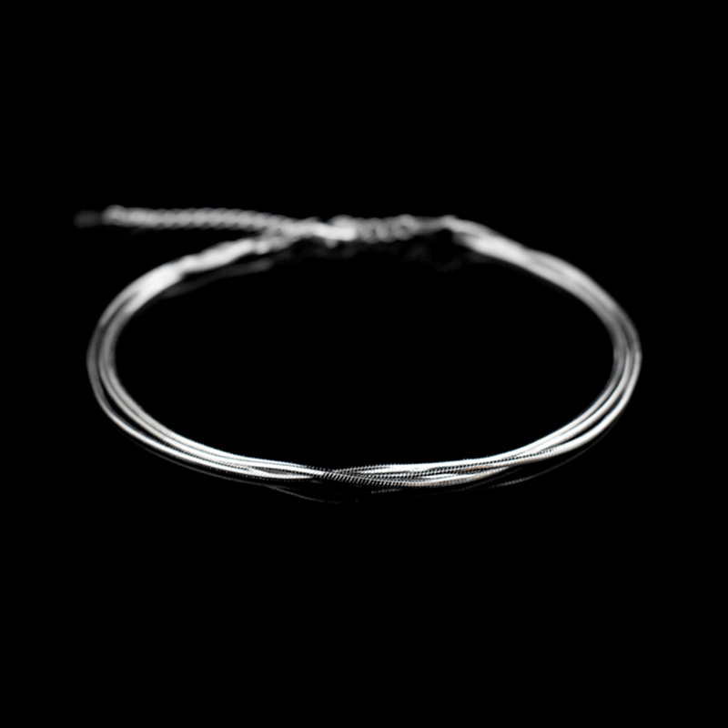 layered silver anklet