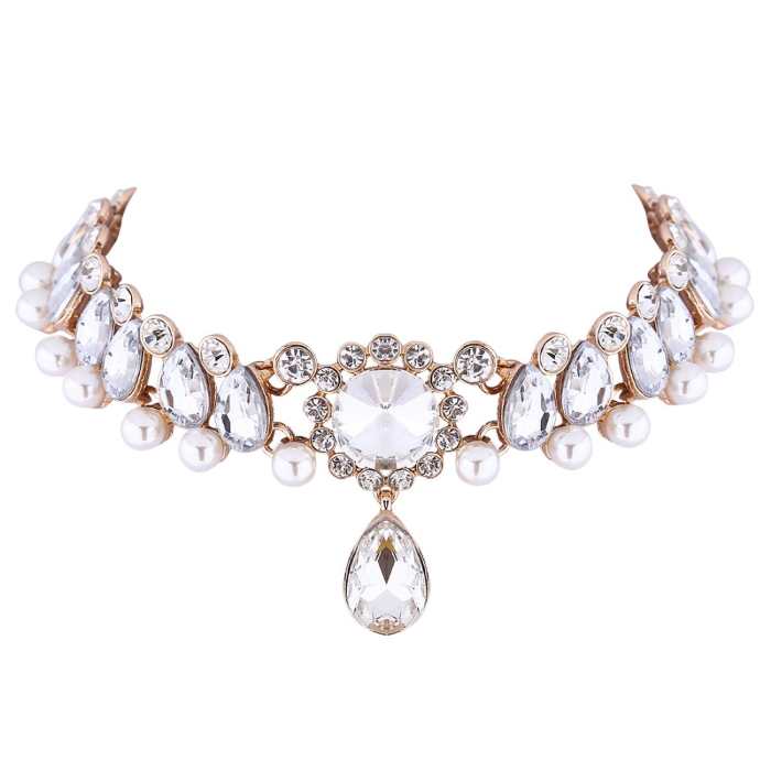 women white crystal choker